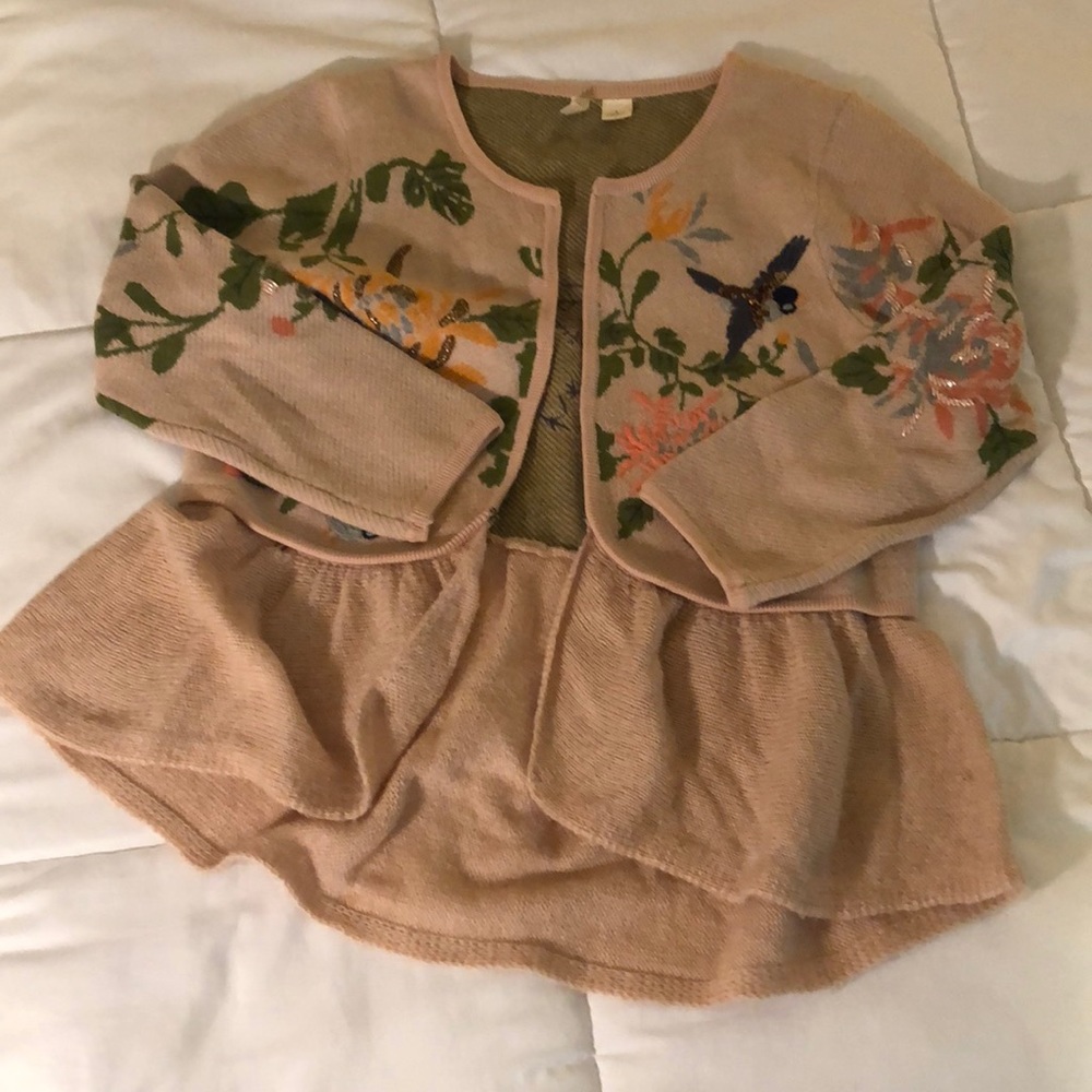 Anthropologie Moth Winged Wonder Peplum Sweater